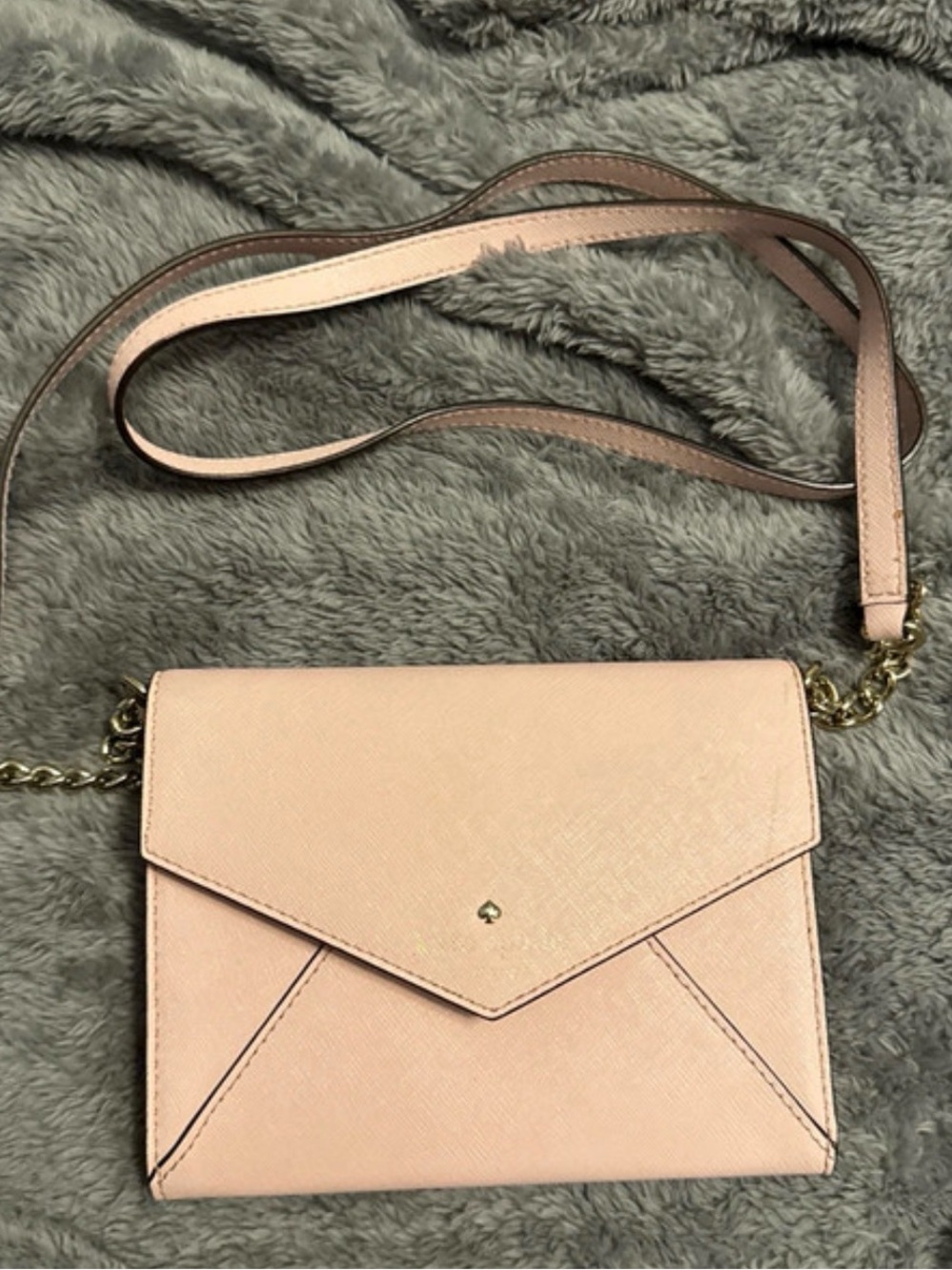 kate spade Blush Pink Envelope Crossbody with Gold Chain